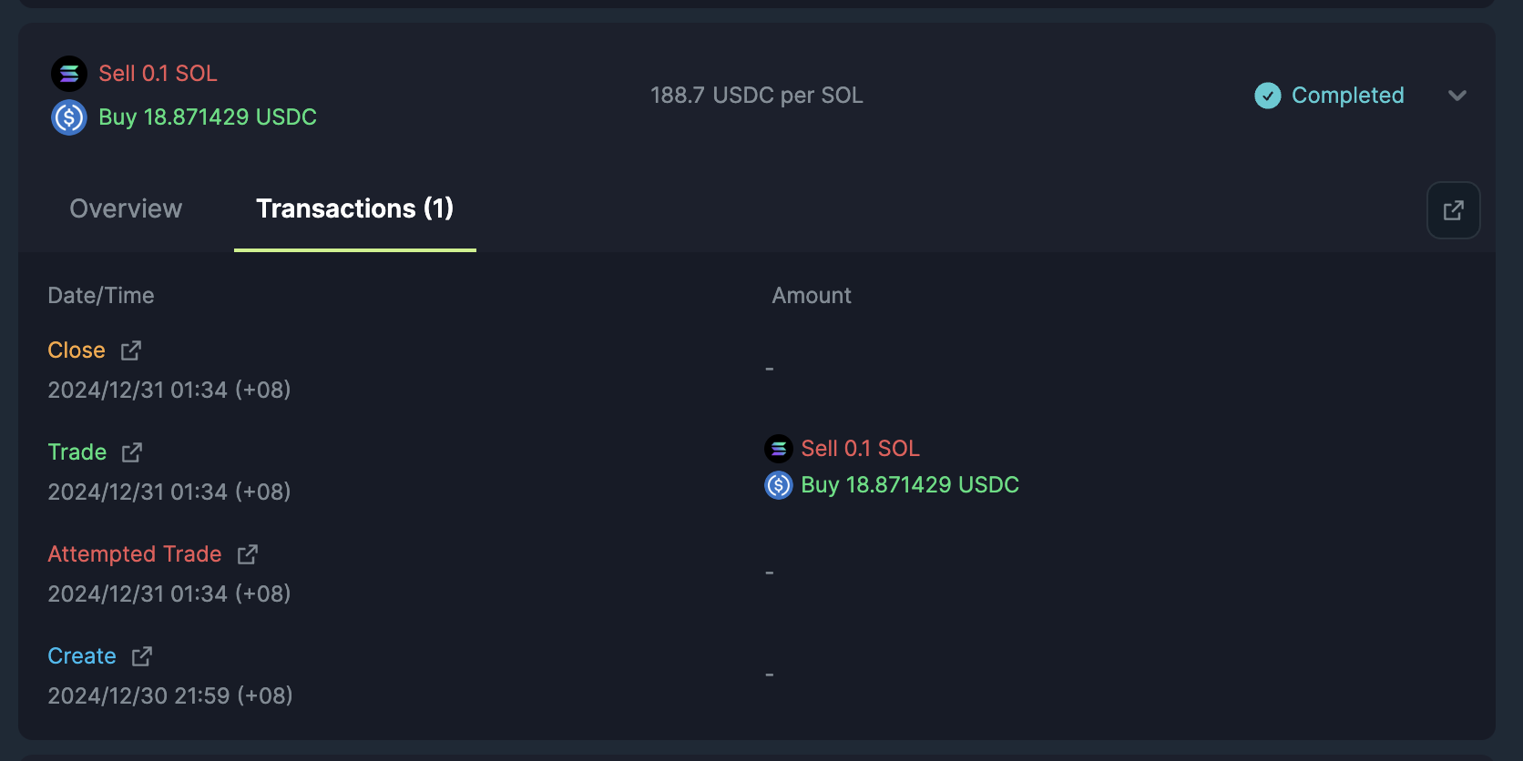 Limit Order Transactions